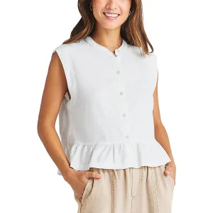 Alice Womens Button Down Jewel Neck Shell