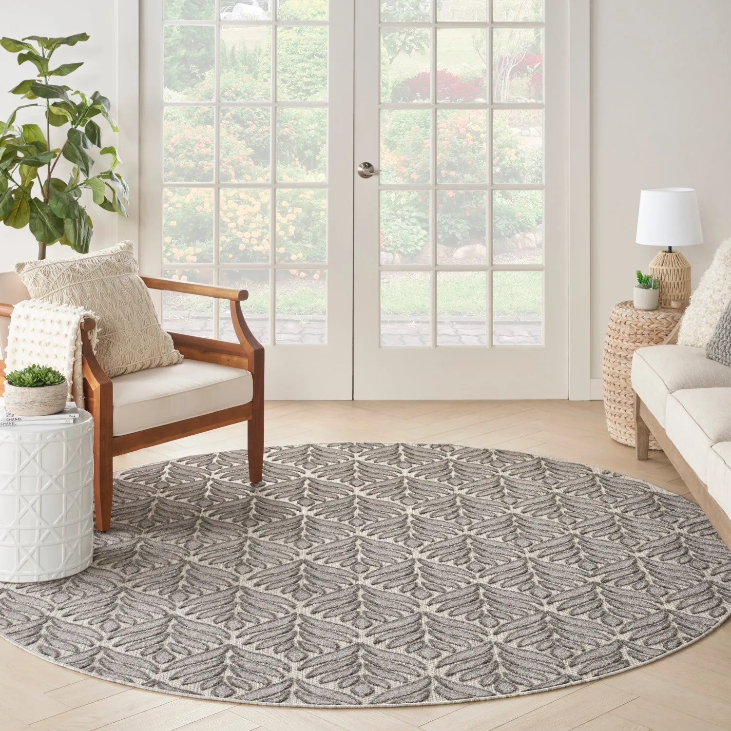 Aloha Charcoal Tropical Indoor/Outdoor Rug