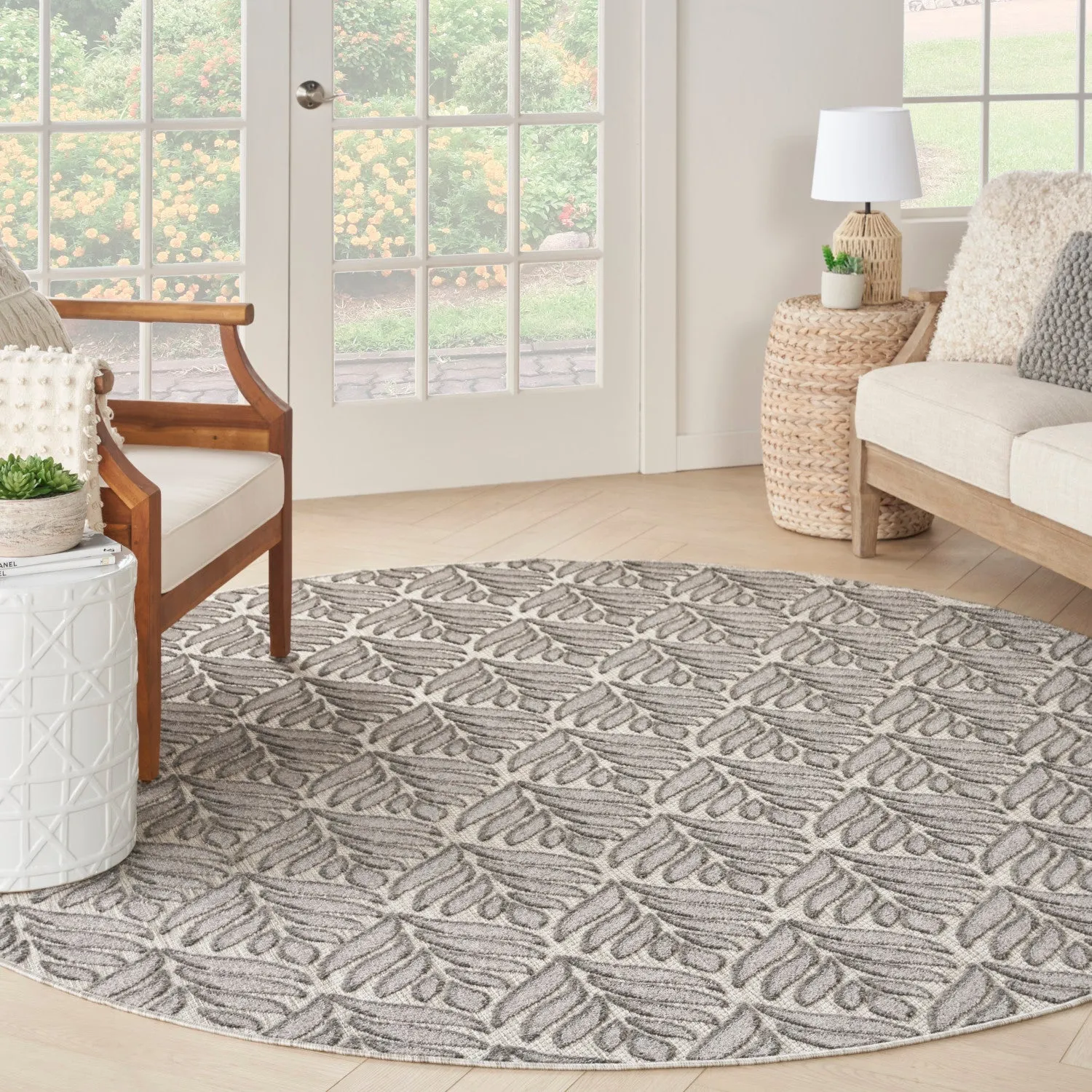 Aloha Charcoal Tropical Indoor/Outdoor Rug