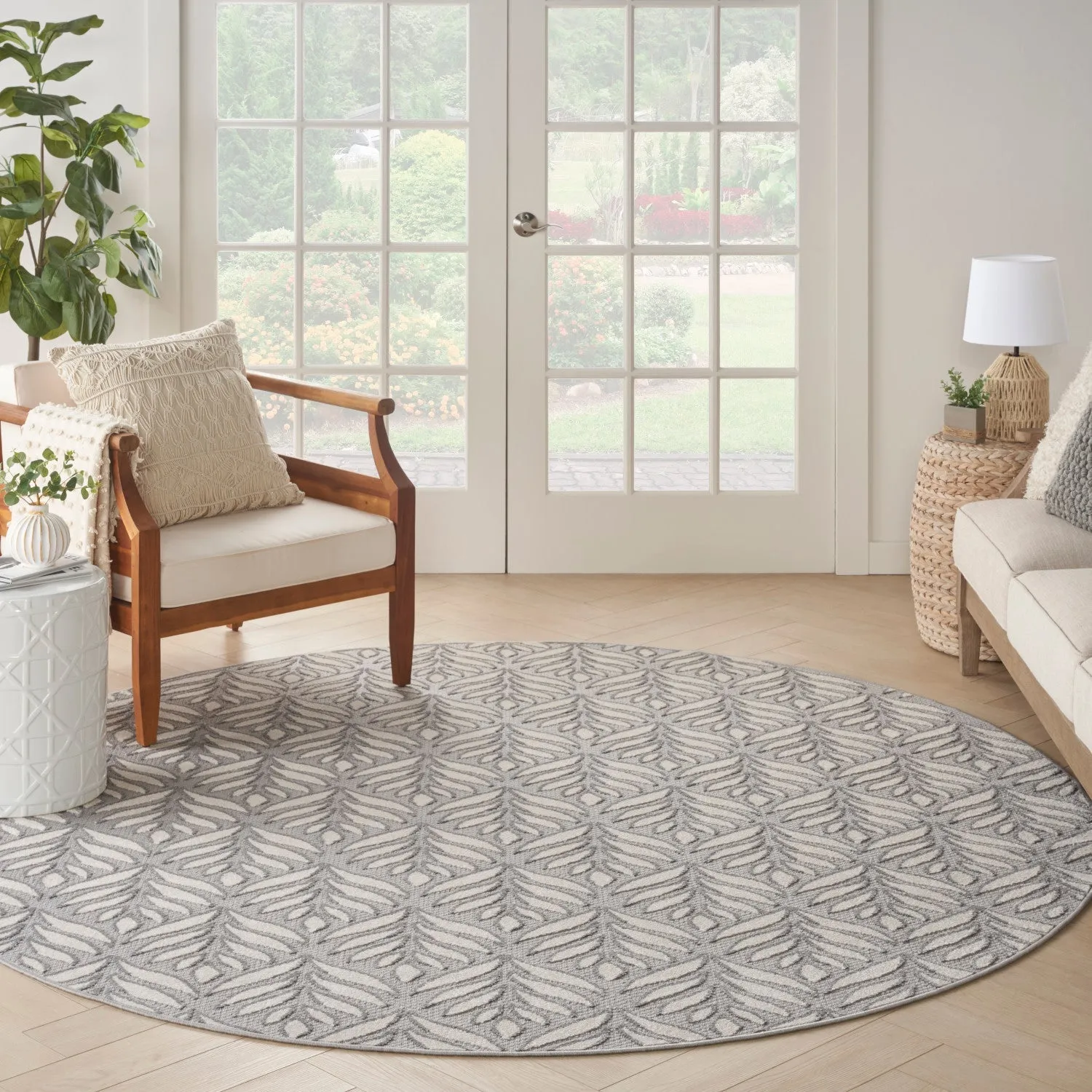 Aloha Grey Tropical Indoor/Outdoor Rug