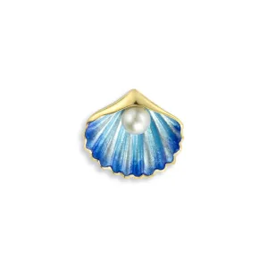 Blue Enamel & Akoya Pearl Shell Pendant