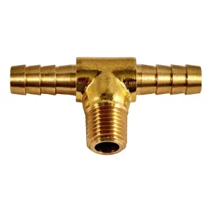 Coats Male Barb Tee Fittings, Brass, 3/8" Barbs x 1/4" NPT - 8184467