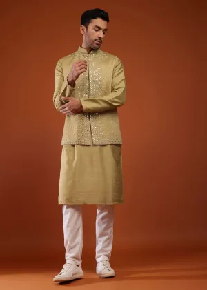 Light Brown Embroidered Bandi Jacket Set