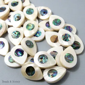 Makabibi Shell Inlaid Abalone Shell Teardrop 22x30mm (2pcs)