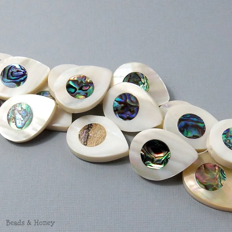 Makabibi Shell Inlaid Abalone Shell Teardrop 22x30mm (2pcs)