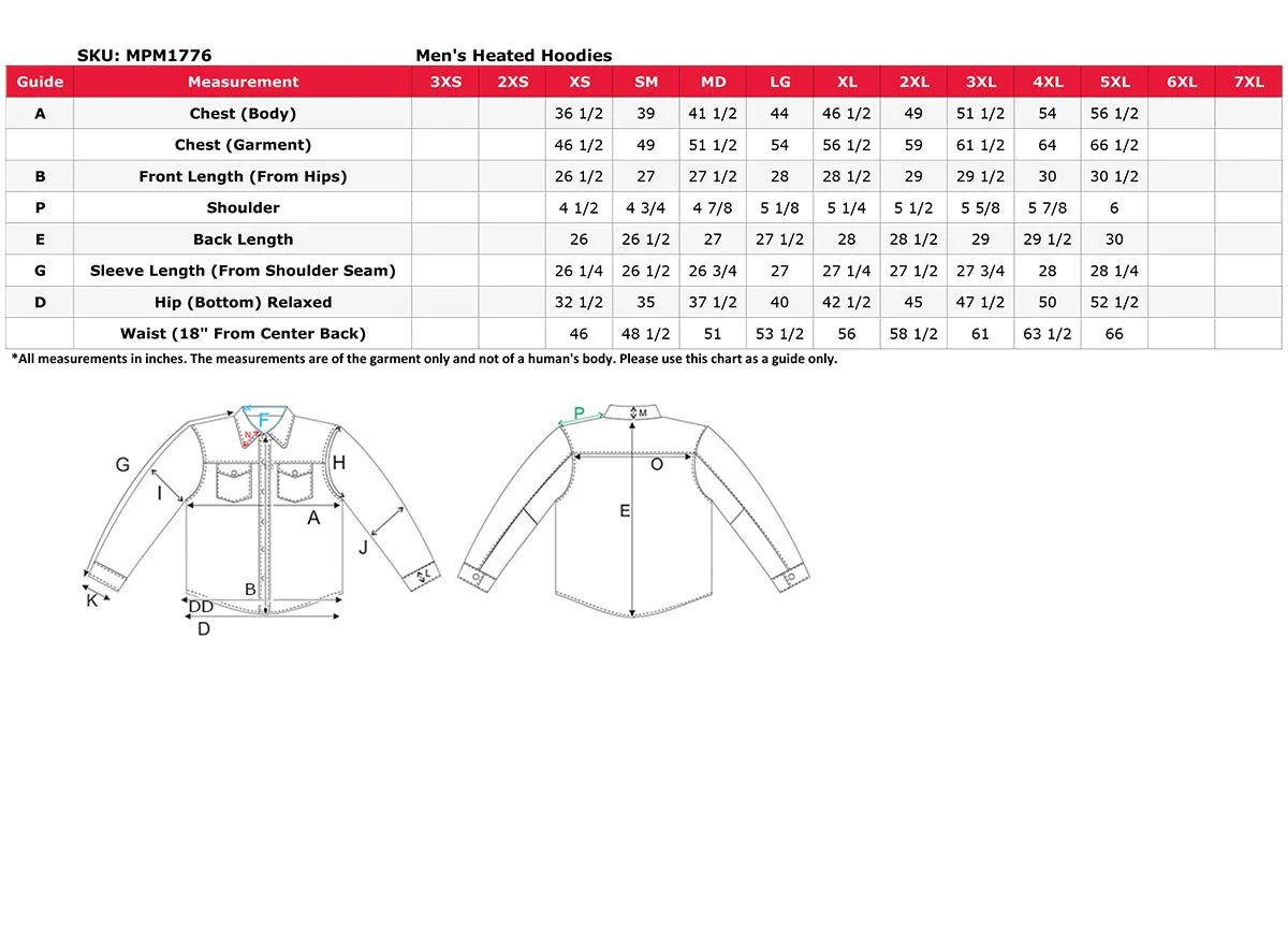 Nexgen Heat NXM1776SET Men's Camouflaged Heated Zipper Hoodies - Warming Camo Hoodie for Hunting w/ Battery
