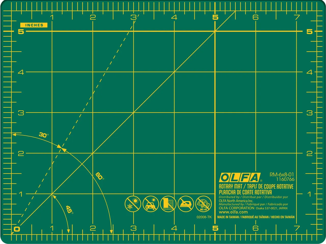 Olfa RM-6x8-01 6" x 8" Double Sided Rotary Mat (Green)