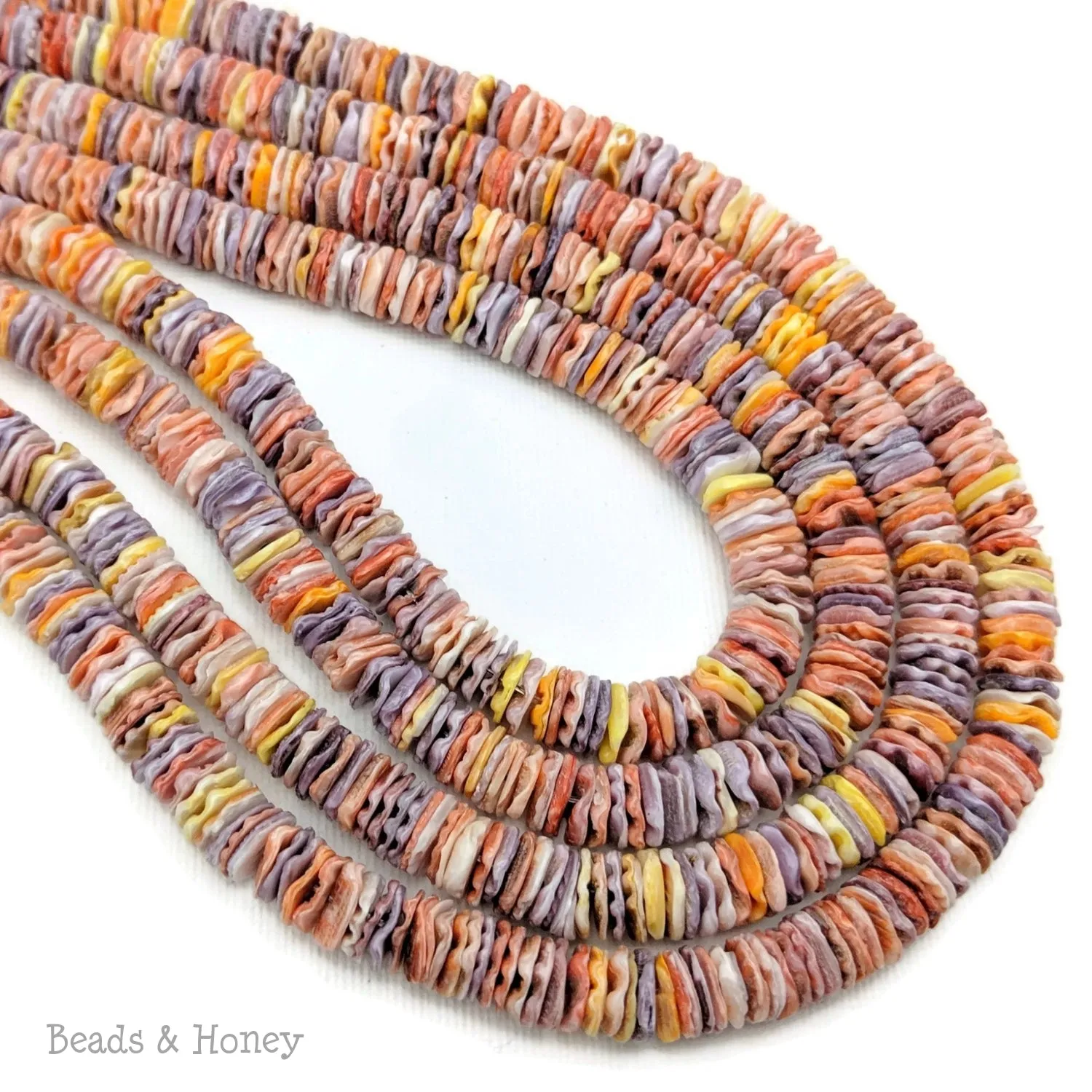 Pecten Shell Bead Multicolored Heishi 8mm (16-Inch Strand)