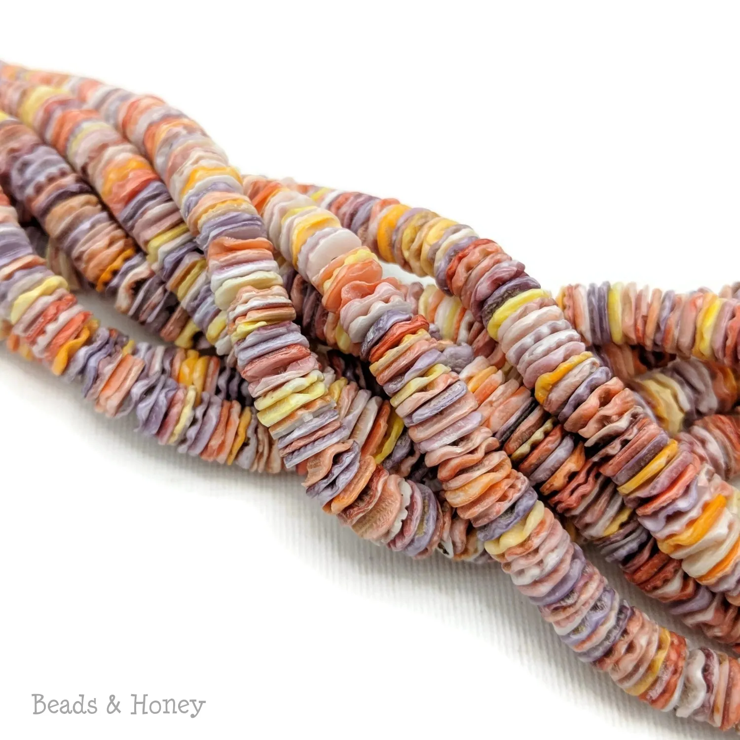Pecten Shell Bead Multicolored Heishi 8mm (16-Inch Strand)