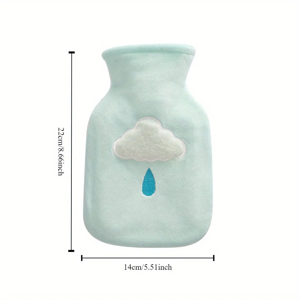 Rubber Hot Water Bag with Detachable Plush Cover, Winter Portable Reusable Heat Pack for Pain Relief, Outdoor Camping & Hiking Warmer, Water-Fill Heating Pad, Ideal Gift