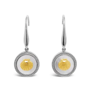 Silver & Gold Mother-of-Pearl Scallop Shell Earrings