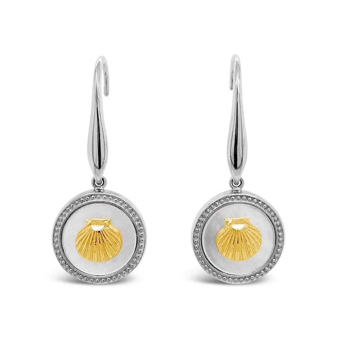 Silver & Gold Mother-of-Pearl Scallop Shell Earrings