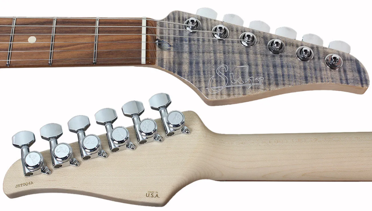 Suhr Modern Pro Guitar, Trans Blue Denim Slate, Pau Ferro, Matching Headstock