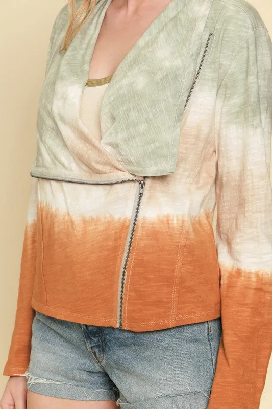 Tie Dye Drape Zip Jacket