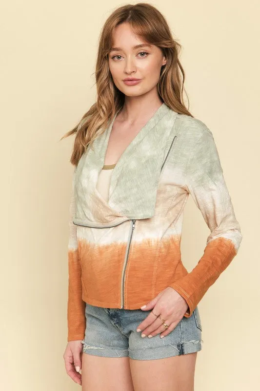Tie Dye Drape Zip Jacket