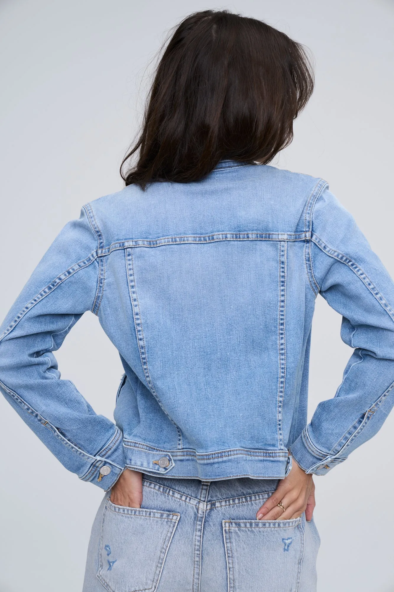 ULTRA STRETCH DENIM JACKET IN MEDIUM LIGHT  / SP-J3638ML