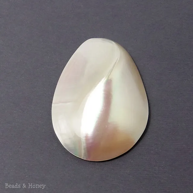 White Rainbow Nautilus Chamber Shell Cabochon 38x54mm (1pc)