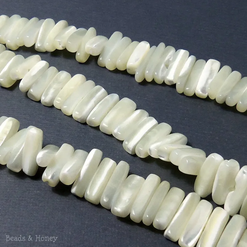 White Troca Shell Hawaiian Chip/Bar 5x13mm (Half Strand)
