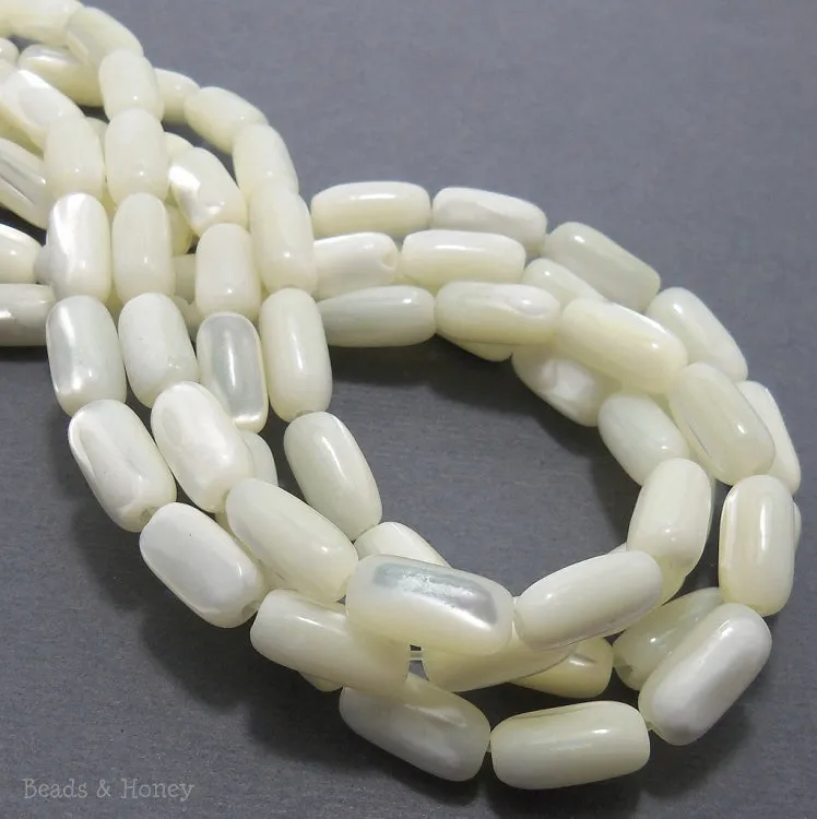 White Troca Shell Rice 6x12mm (Half Strand, 17pcs)