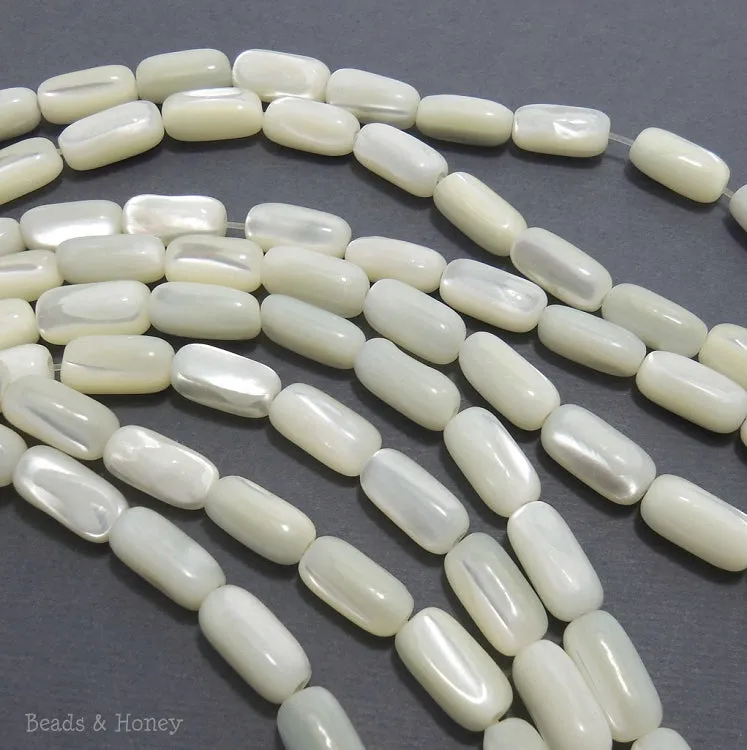 White Troca Shell Rice 6x12mm (Half Strand, 17pcs)