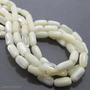 White Troca Shell Rice 6x12mm (Half Strand, 17pcs)
