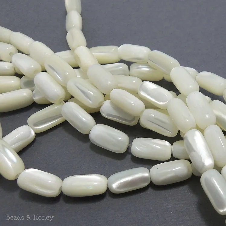 White Troca Shell Rice 6x12mm (Half Strand, 17pcs)