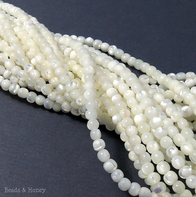 White Troca Shell Round 3-4mm (Full Strand)