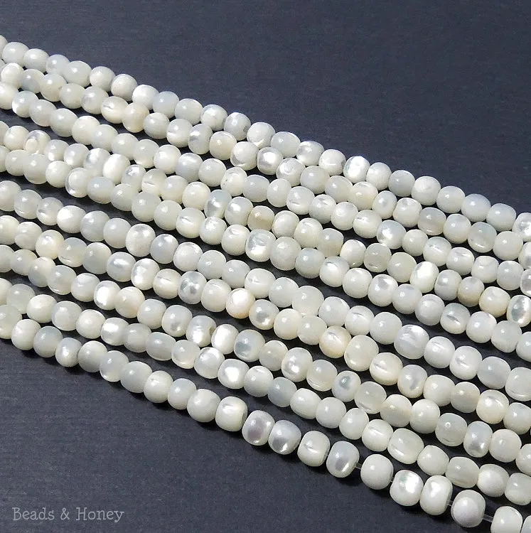 White Troca Shell Round 3-4mm (Full Strand)